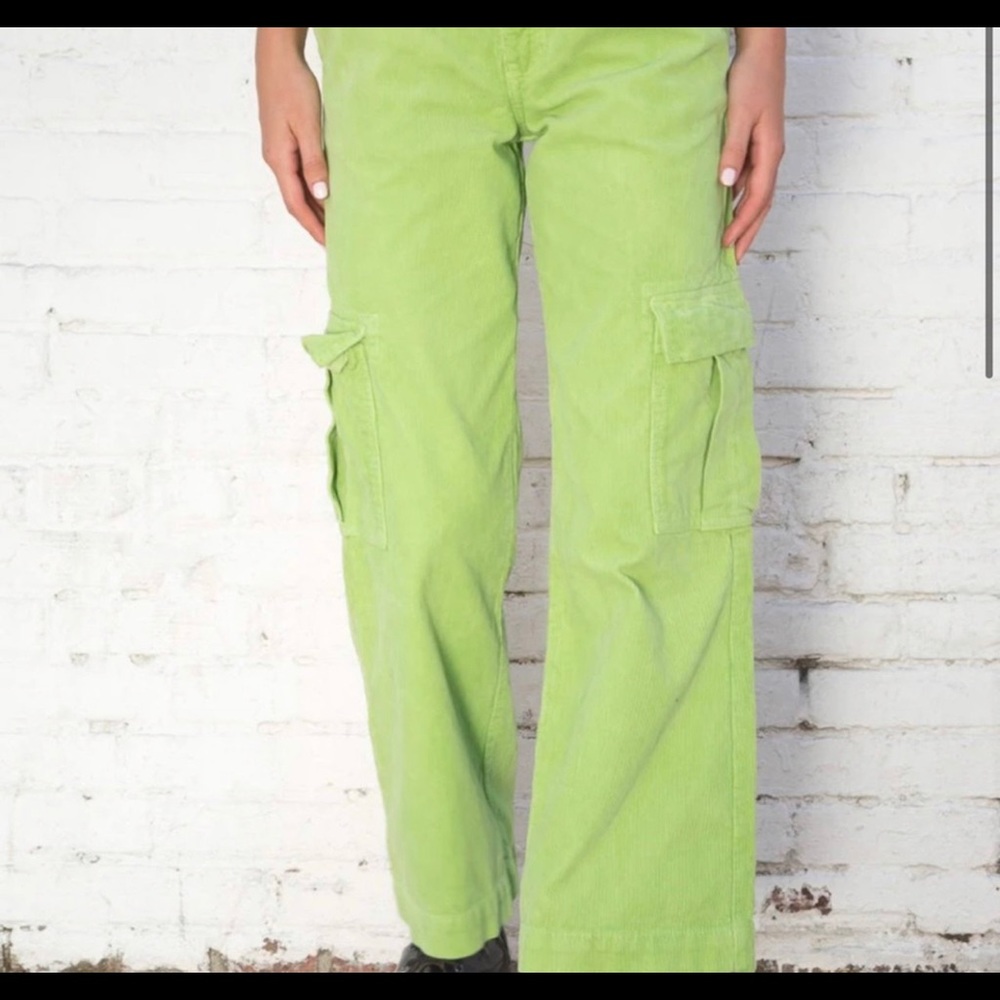 brandy melville green tatum corduroy cargo pants